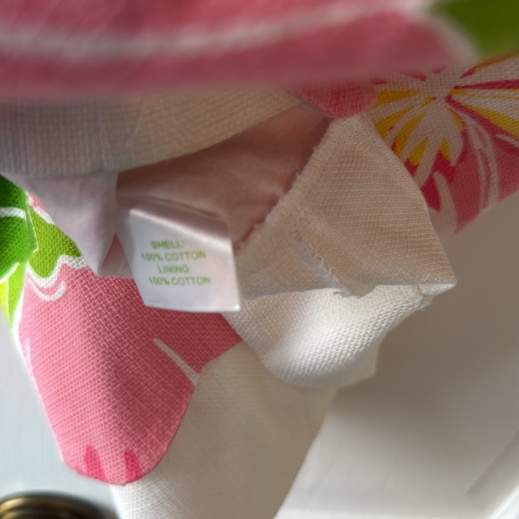 LILLY PULITZER LARGE FLORAL SHEATH DRESS PINK GREEN WHITE SIZE 12 PREPPY COTTON - Picture 9 of 11